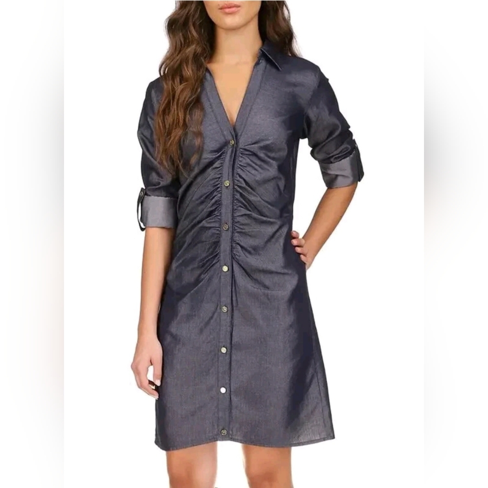 NWT Michael Kors Women's Ruched Shirtdress. Size L